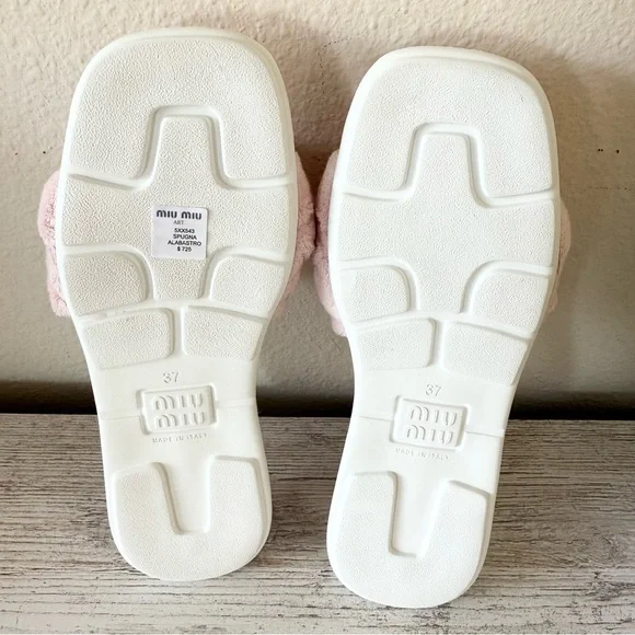 New Miu Miu Calzature Donna terry cloth slide sandals size 37, US 7, pink
